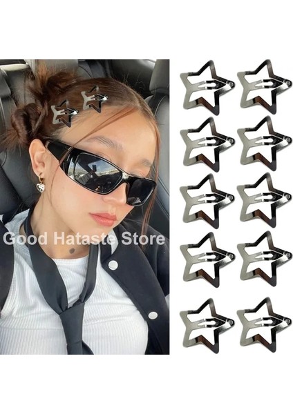 2/10 Adet Gümüş Yıldız Bb Tokalar Kızlar Y2K Sevimli Yıldız Tokalarım Kadınlar Basit Basmalı Klips Metal Headdress Takı Saç Aksesuarları (Yurt Dışından)