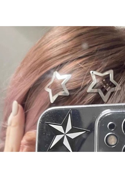 2/10 Adet Gümüş Yıldız Bb Tokalar Kızlar Y2K Sevimli Yıldız Tokalarım Kadınlar Basit Basmalı Klips Metal Headdress Takı Saç Aksesuarları (Yurt Dışından) modelleri