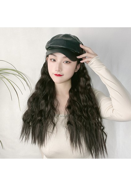 Yüksek Sıcaklık Fiber Peruk Kadın Mısır Bigudi Uzun Saç Şapka Ilkbahar ve Yaz Bir Uzun Kıvırcık Saç Tam Kafa Peruk (Yurt Dışından)