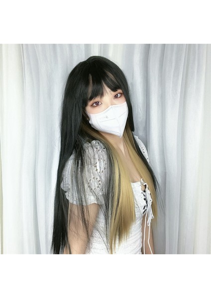 Peruk Kadın Boyalı Uzun Düz Saç Günlük Renk Uyumlu Peruk Kadın Takımı Saç Rengi Düzenleme Makinesi Kulak Boyalı Uzun Düz Saç (Yurt Dışından) modelleri