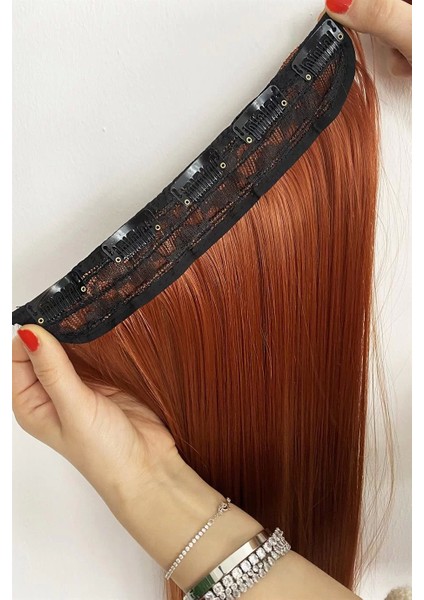 Isıya Dayanıklı Yarım Ay Saç Çıt Çıt / Düz / Bakır / 60CM / 110GR (13#)