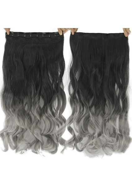 Nokta Peruk Büyükanne Gri Beş Klip Saç Parçası Gümüş Gri Dikişsiz Saç Uzatma Siyah ve Gri Degrade Renk Saç Atkı (Yurt Dışından) modelleri
