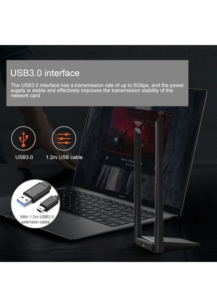 Comfast CF-WU782ACV2 1300MBPS Dual-Band Wifi 2 Antenli USB Ağ Adaptörü (Yurt Dışından)