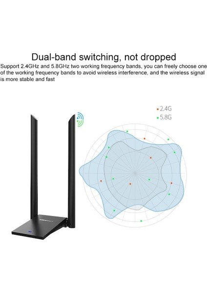 Comfast CF-WU782ACV2 1300MBPS Dual-Band Wifi 2 Antenli USB Ağ Adaptörü (Yurt Dışından)