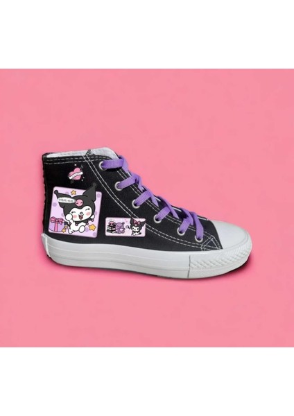 Yeni Kuromi Baskılı Siyah Keten Kız Çocuk Spor Ayakkabı Sneaker