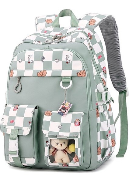 Top One Öğrenci Sırt Çantası Erkek Kız Ekose Baskı Sırt Çantaları Ilkokul Çantaları Hafif Su Geçirmez (Yurt Dışından)