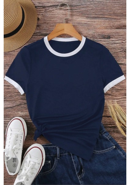 Only Trendwear Unisex Lacivert Penye Interlok Tişört