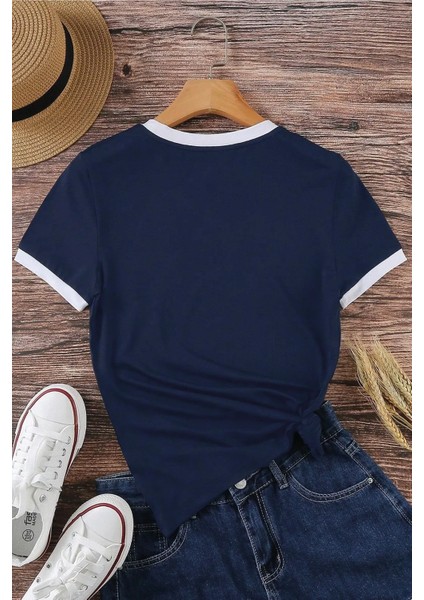 Only Trendwear Unisex Lacivert Penye Interlok Tişört modelleri