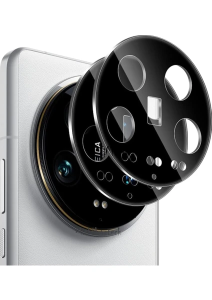 MTK Moveteck Xiaomi Mi 14 Ultra Uyumlu Kamera Lens Koruyucu Camı Siyah Çerceveli Temperli Lens Koruma Cam