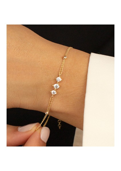 Üç Taşlı Altın Bileklik CGKBLK0101