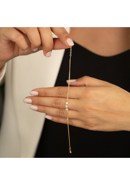 Üç Taşlı Altın Bileklik CGKBLK0101 fiyatları