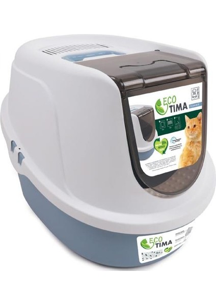 Eco Tima Kapalı Kedi Tuvaleti M Ocean Blue