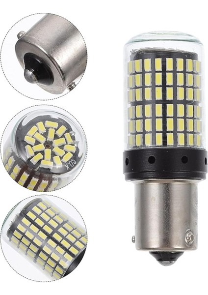 LED Ampul 12V Tek Duy 144 LED Düz - Çakarlı Şeffaf Beyaz 2 Adet