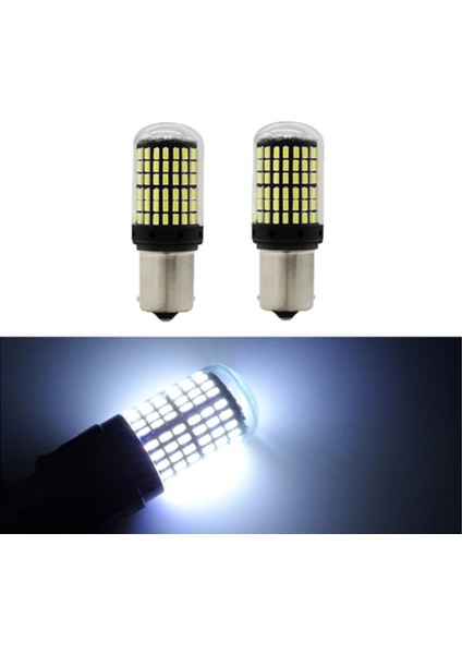 LED Ampul 12V Tek Duy 144 LED Düz - Çakarlı Şeffaf Beyaz 2 Adet