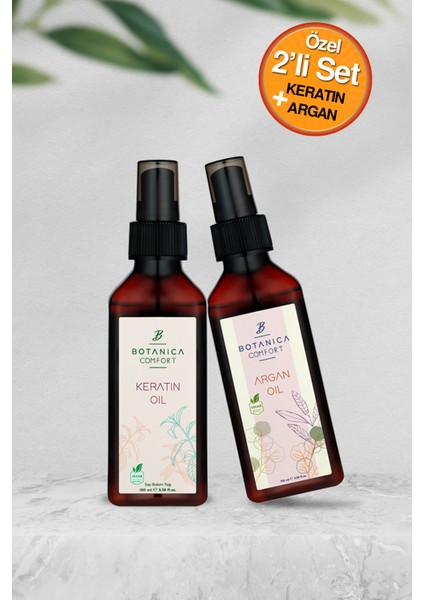 Yıpranmış Saçlar Için Onarıcı Bakım Seti ( Argan Yağ 100 ml + Keratin Yağ 100 Ml)