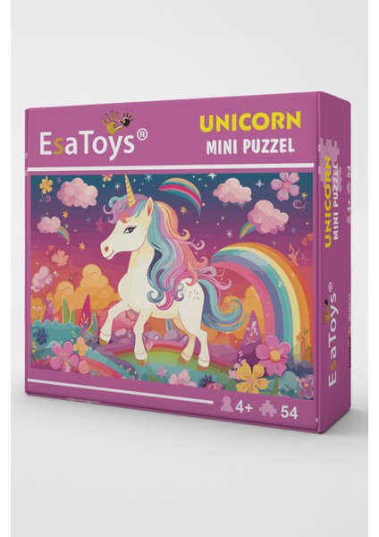 Esatoys Ahşap Unicorn Mini Puzzle | 4 Yaş 54 Parça