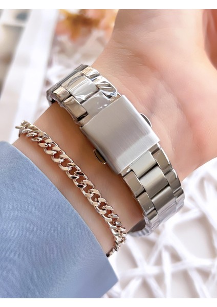 Gümüş Renk Takvimli Renk Kararmaz Renk Atmaz 3 Atm Özel Tasarım Kadın Kol Saati EFL2112A modelleri