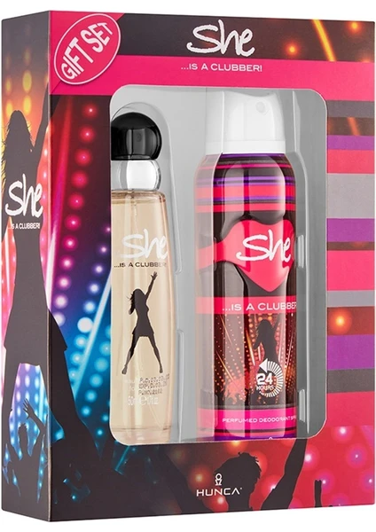 SHE Clubber Kadın Parfüm Seti 50 ml EDT + 150 ml Deodorant