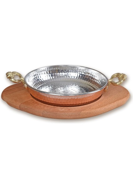 Bakır Sahan ve Ahşap Altlık 20 cm