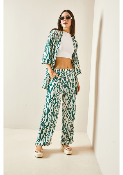 Yeşil Desenli & Dokulu Kimono Takım 5YXK8-48452-08 modelleri