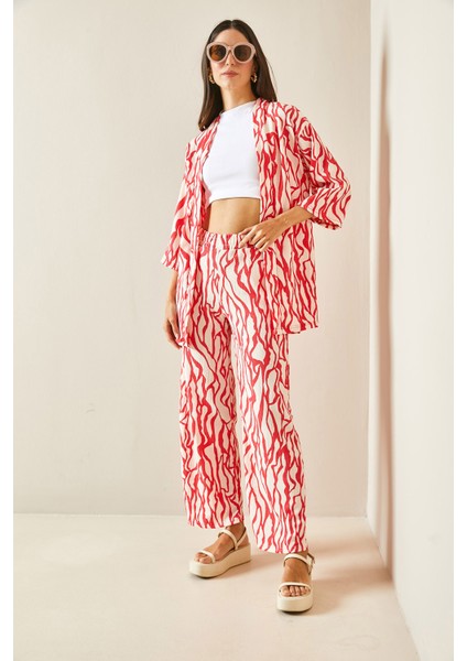 Pembe Desenli & Dokulu Kimono Takım 5YXK8-48452-20