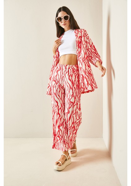 Pembe Desenli & Dokulu Kimono Takım 5YXK8-48452-20 modelleri