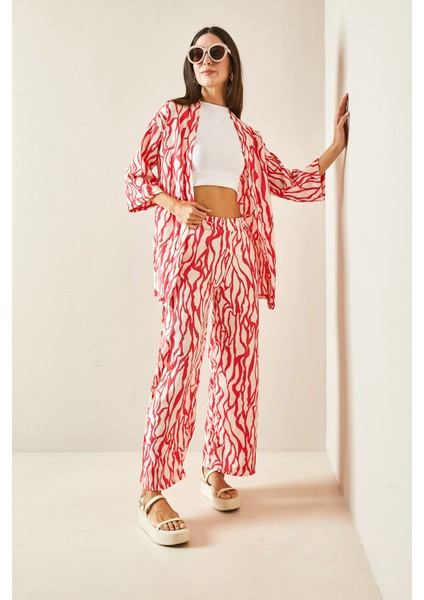 Pembe Desenli & Dokulu Kimono Takım 5YXK8-48452-20 fırsatları