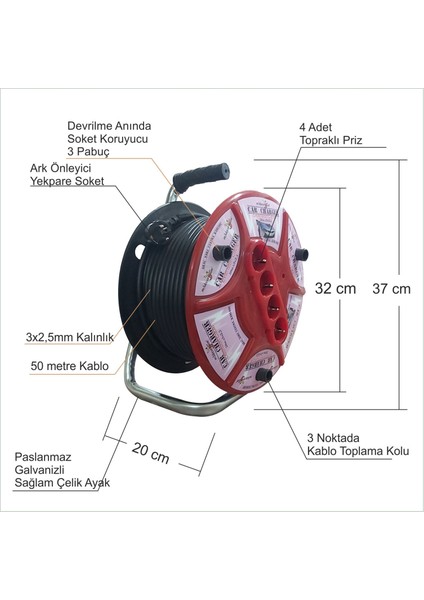 Makara 50M. 4 Soketli Elektrikli Araç Scooter Araba Otomobil Bisiklet Motosiklet Şarj Uzatma Kablosu fırsatları