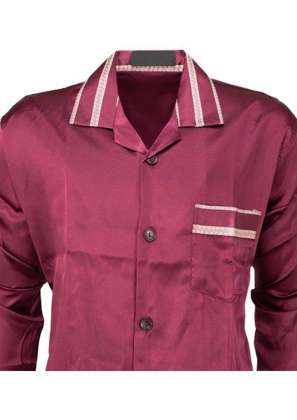 Erkek Klasik Model Pijama Takımı Premium Ipeksi Saten Kumaş Cepi Şık Çizgili Rahat Tam Kalıp fiyatları