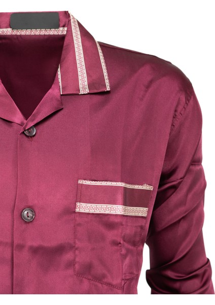 Erkek Klasik Model Pijama Takımı Premium Ipeksi Saten Kumaş Cepi Şık Çizgili Rahat Tam Kalıp modelleri