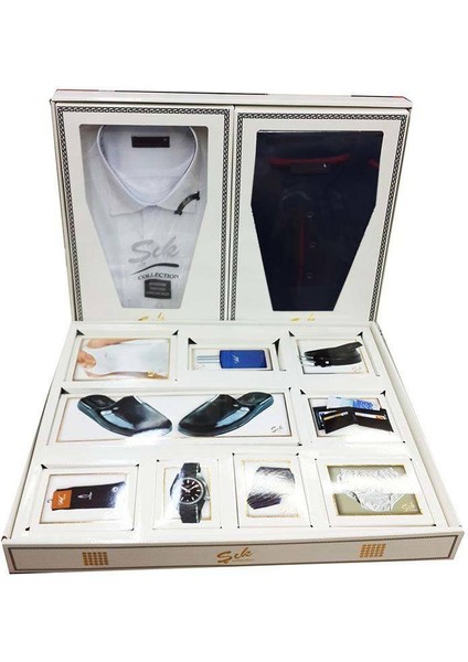 Şık 11 Parça Gömlek Pijama Full Damat Seti