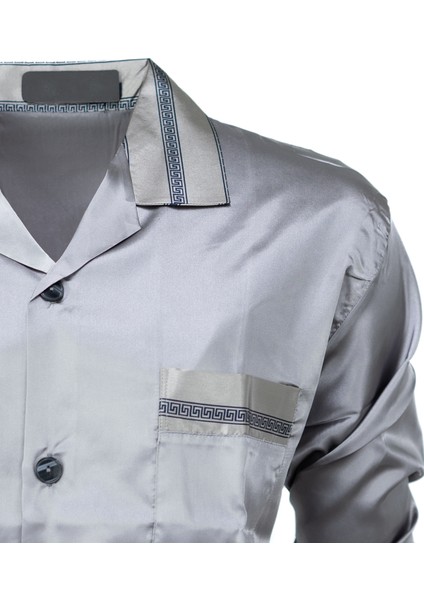 Erkek Klasik Model Pijama Takımı Premium Ipeksi Saten Kumaş Cepi Şık Çizgili Rahat Tam Kalıp modelleri