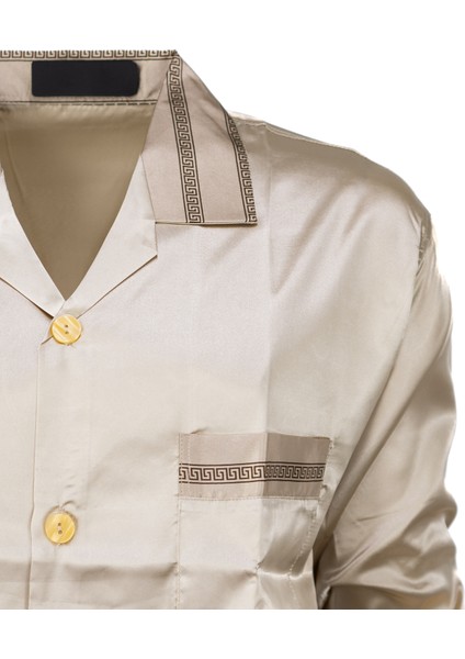 Erkek Klasik Model Pijama Takımı Premium Ipeksi Saten Kumaş Cepi Şık Çizgili Rahat Tam Kalıp modelleri