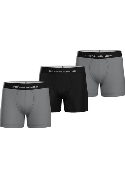 Don-Kayde Premium Micro Modal 2 Antrasit Gri 1 Siyah Erkek Boxer Short 3'lü Set
