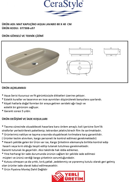 Mat Kapuçino Aqua 80 cm Lavabo fiyatları