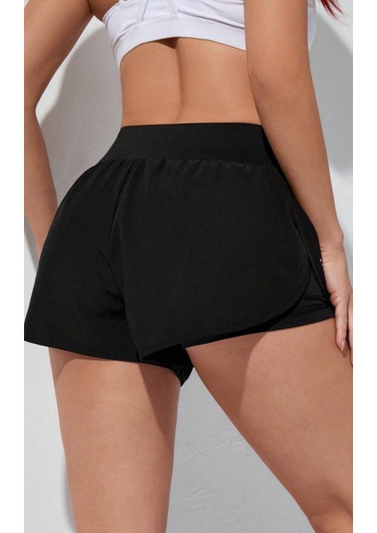 Kadın 2 In 1 Running Sports Athletic Gym Telefon Cepli Kısa Taytlı Şort indirimleri