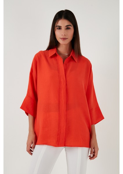 Truvakar Kol % 100 Pamuk Oversize Gömlek Bayan GÖMLEK 514344010 L