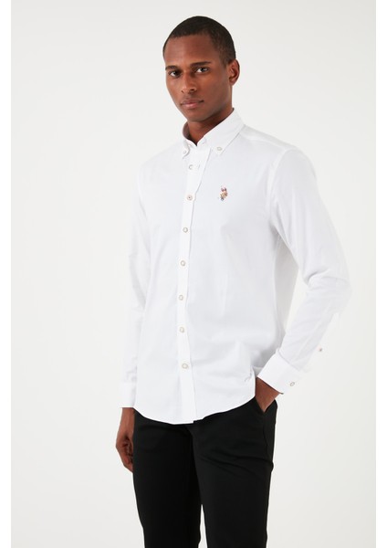 Düğmeli Yaka Pamuk Regular Fit Gömlek Erkek GÖMLEK G081SZ0041829891