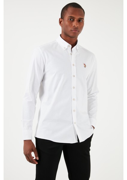 Düğmeli Yaka Pamuk Regular Fit Gömlek Erkek GÖMLEK G081SZ0041829891