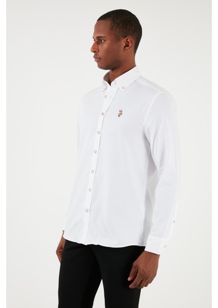 Düğmeli Yaka Pamuk Regular Fit Gömlek Erkek GÖMLEK G081SZ0041829891