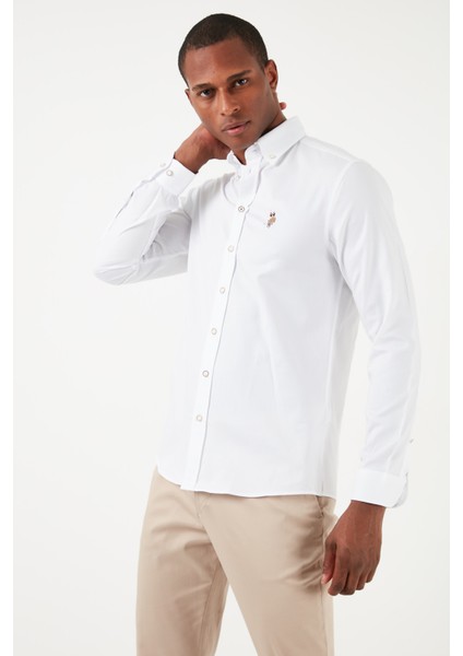 Düğmeli Yaka Pamuk Slim Fit Gömlek Erkek Gömlek G081SZ0041826727 modelleri