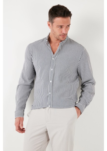 Pamuklu Çizgili Düğmeli Yaka Uzun Kollu Regular Fit Gömlek Erkek GÖMLEK CF23S112237 fiyatları