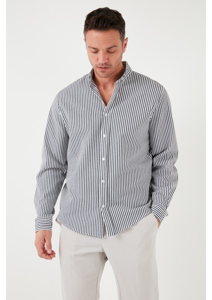 Pamuklu Çizgili Düğmeli Yaka Uzun Kollu Regular Fit Gömlek Erkek GÖMLEK CF23S112237 modelleri