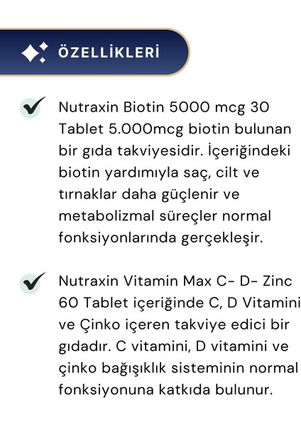 Vitamin Max C-D-Zinc 60 Tablet & Biotin 5000 Mcg 30 Tablet
