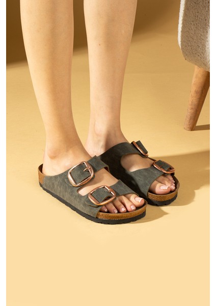 Rahat Taban Çift Gold Tokalı Kadın Terlik 65-81-24 fiyatları