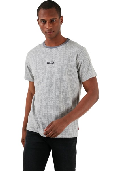 O Yaka Relaxed Fit Gri Erkek T-Shirt A7772-0002