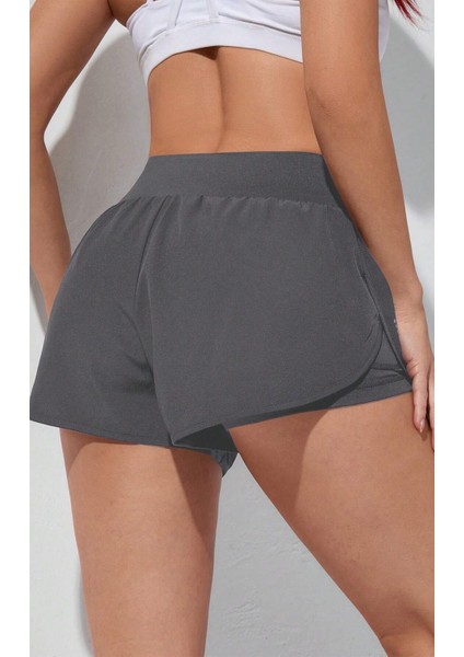 Kadın 2 In 1 Running Sports Athletic Gym Telefon Cepli Kısa Taytlı Şort indirimleri
