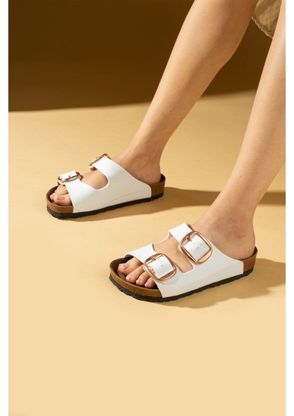 Kadın Terlik Çift Gold Tokalı Nubuk Malzeme fiyatları