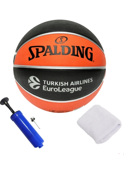 TF-150 Euroleague Kauçuk Antrenman Basketbol No 6 Outdoor Maç Topu 540 gr + Pompa + Havlu Bileklik