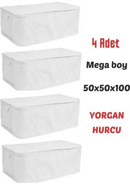 AY Home  4 Adet Yorgan Hurcu Düzenleyici Hurç  Yorgan Yastık Elbise Hurcu 100X50 cm Beyaz  Renk  Hurç  Baza Altı Hurcu Yıkanabilinir  Hurç Mega  Boy  Hurç